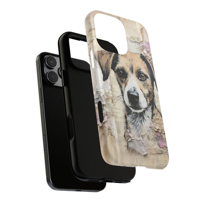 Vintage Collage Dog Portrait Mobile Cover – Artistic Mixed Media Design