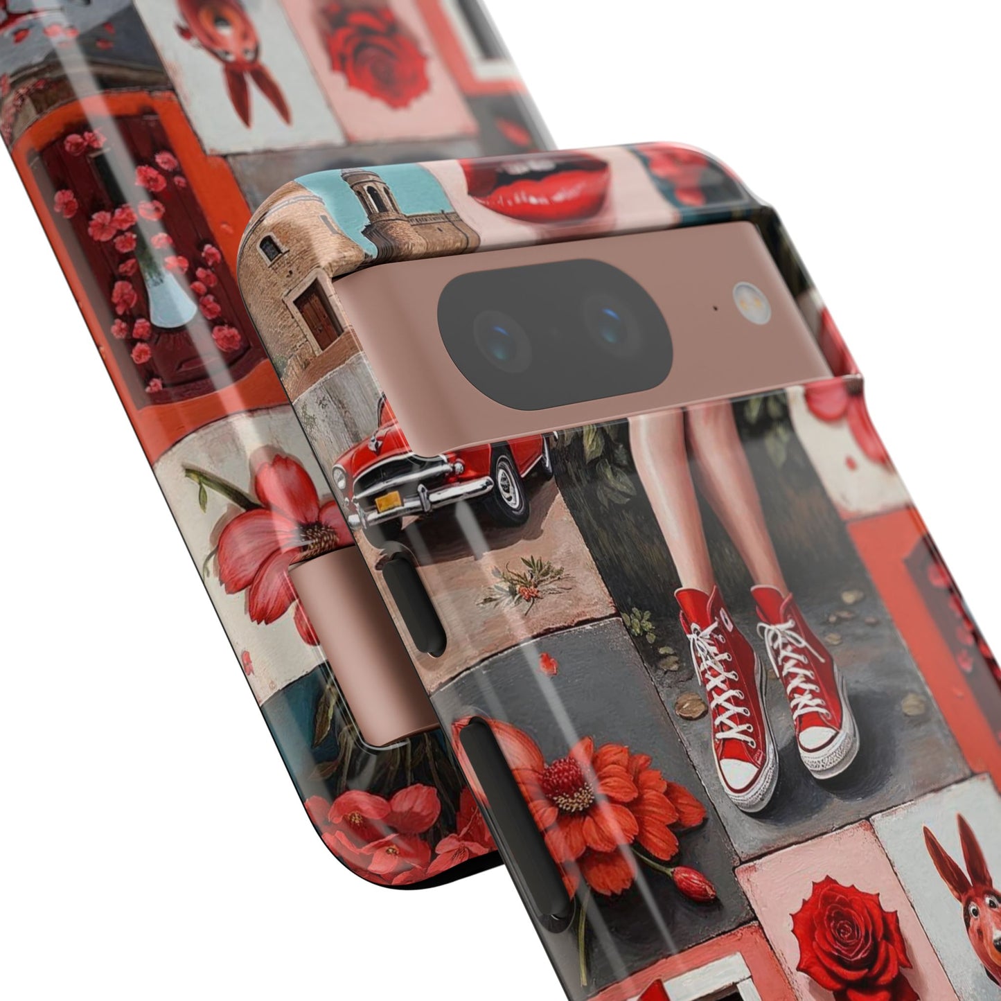 Red Sneakers & Roses Collage Phone Case