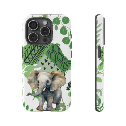 Playful Baby Elephant Mobile Cover – Tropical Boho Art