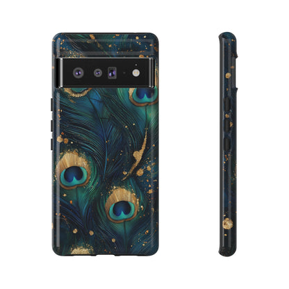 Elegant Peacock Feather Luxe Phone Case for iPhone, Samsung & Google Pixel