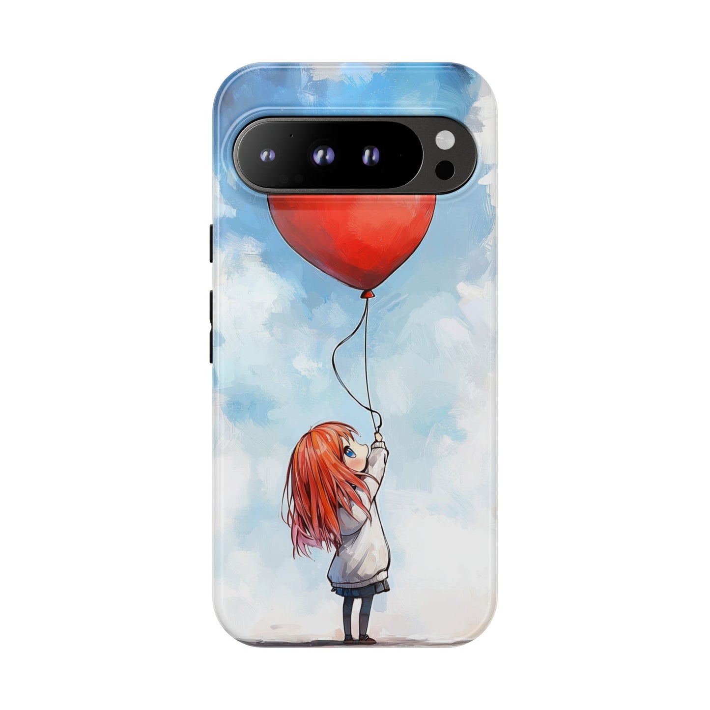 Anime Girl with Heart Balloon Phone Case – Cute & Inspirational Design for iPhone, Google Pixel & Samsung