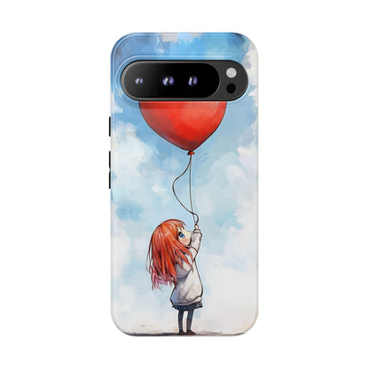 Anime Girl with Heart Balloon Phone Case – Cute & Inspirational Design for iPhone, Google Pixel & Samsung