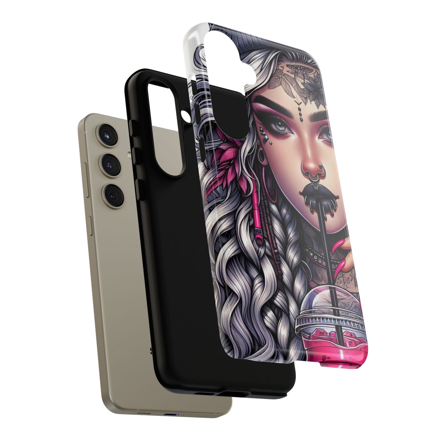 Icy Rebel – Silver Dreads & Edgy Street Chic Mobile Cover