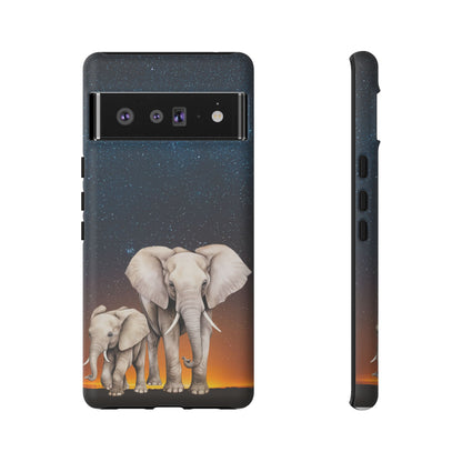 Starry Safari Elephant Family Mobile Cover – Cosmic Wildlife Aesthetic