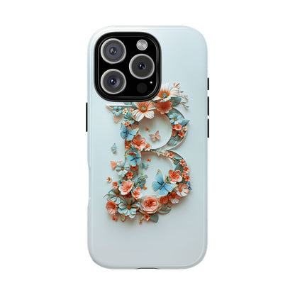 Floral Letter B Phone Case – Personalized Aesthetic Cover for iPhone, Samsung & Google Pixel