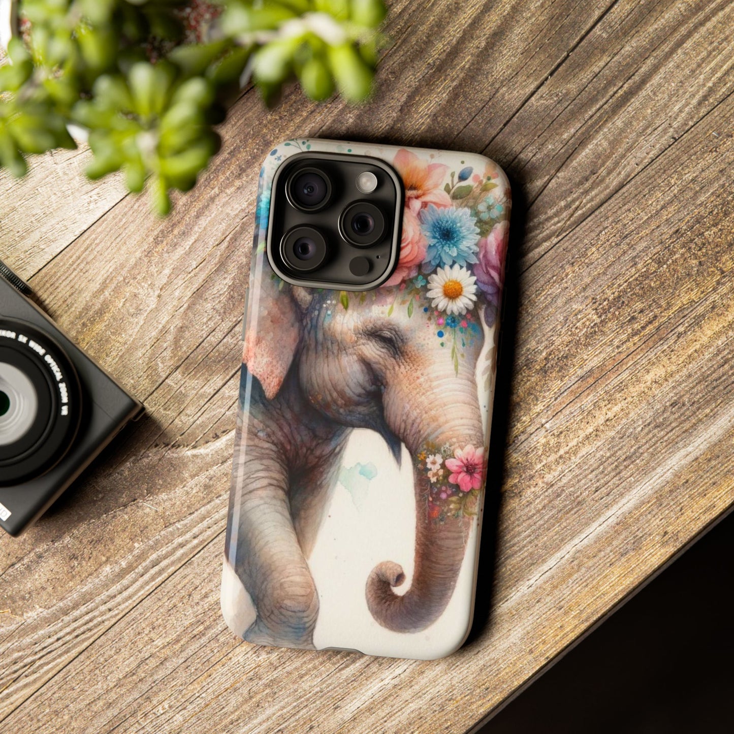 Joyful Floral Elephant Mobile Cover – Whimsical Watercolor Art