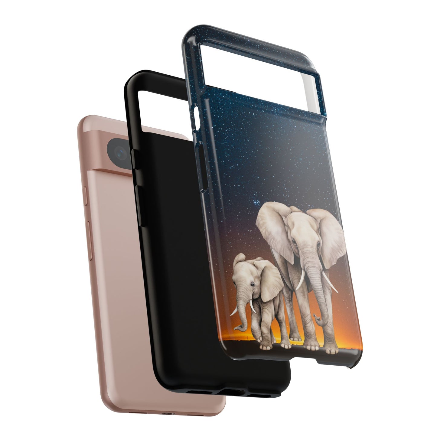 Starry Safari Elephant Family Mobile Cover – Cosmic Wildlife Aesthetic