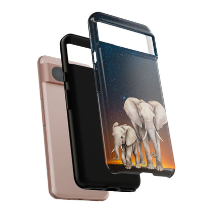 Starry Safari Elephant Family Mobile Cover – Cosmic Wildlife Aesthetic