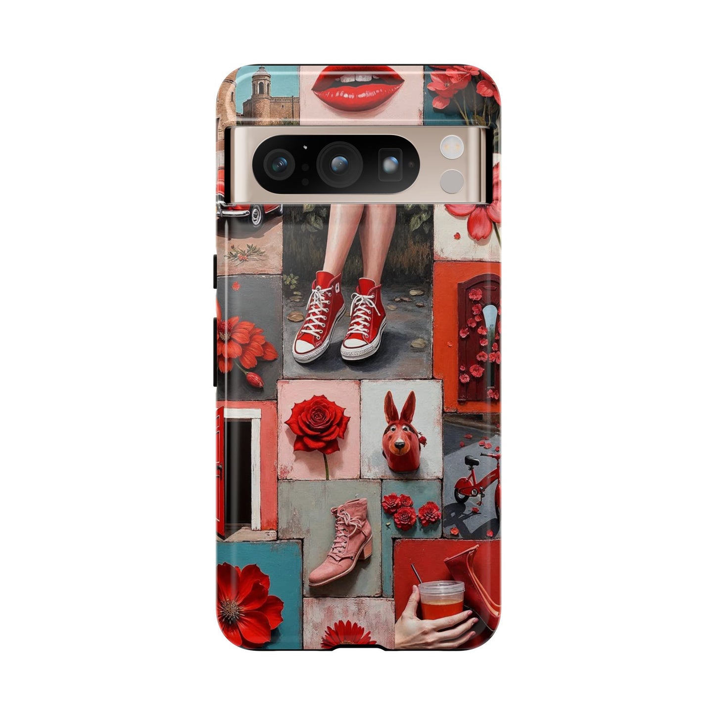 Red Sneakers & Roses Collage Phone Case