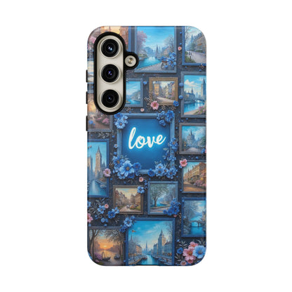 Blue Floral Love Frame Phone Case