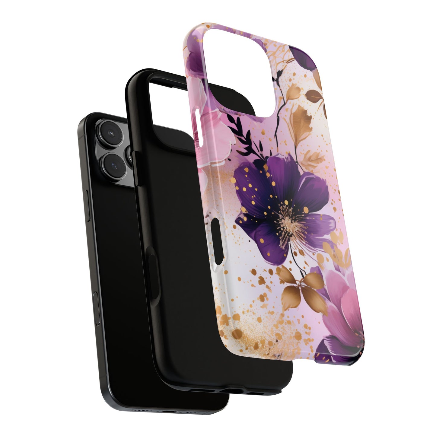 Luxury Purple & Gold Floral Aesthetic Mobile Case