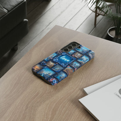 Blue Floral Love Frame Phone Case