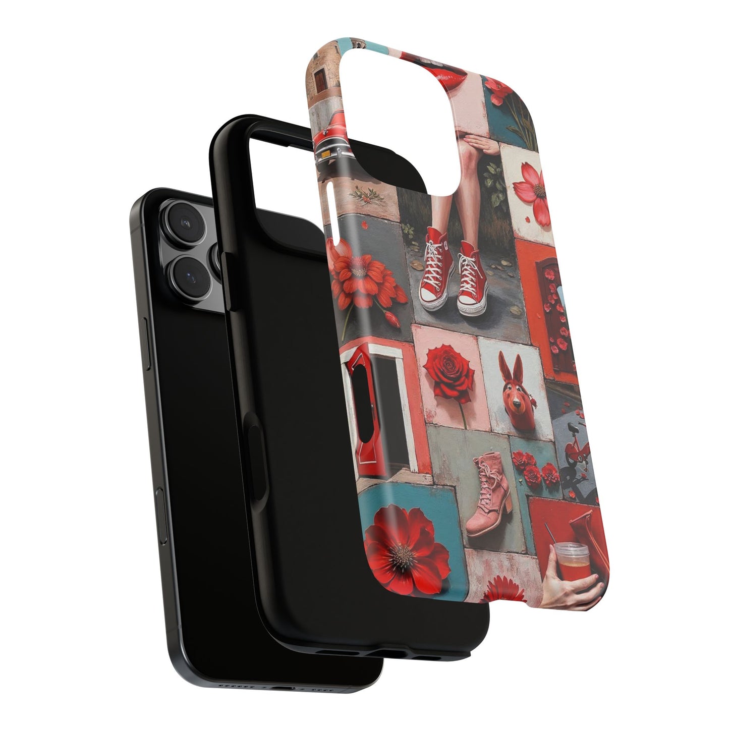 Red Sneakers & Roses Collage Phone Case