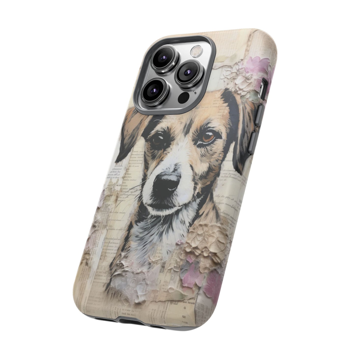 Vintage Collage Dog Portrait Mobile Cover – Artistic Mixed Media Design