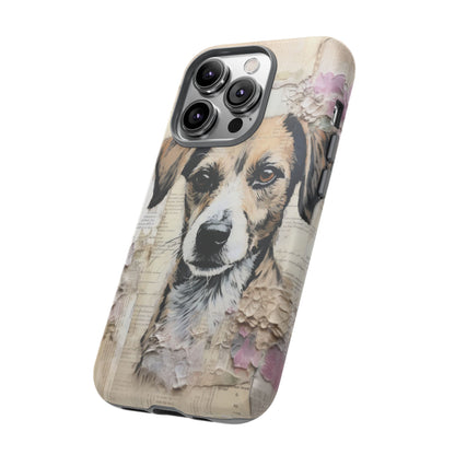 Vintage Collage Dog Portrait Mobile Cover – Artistic Mixed Media Design