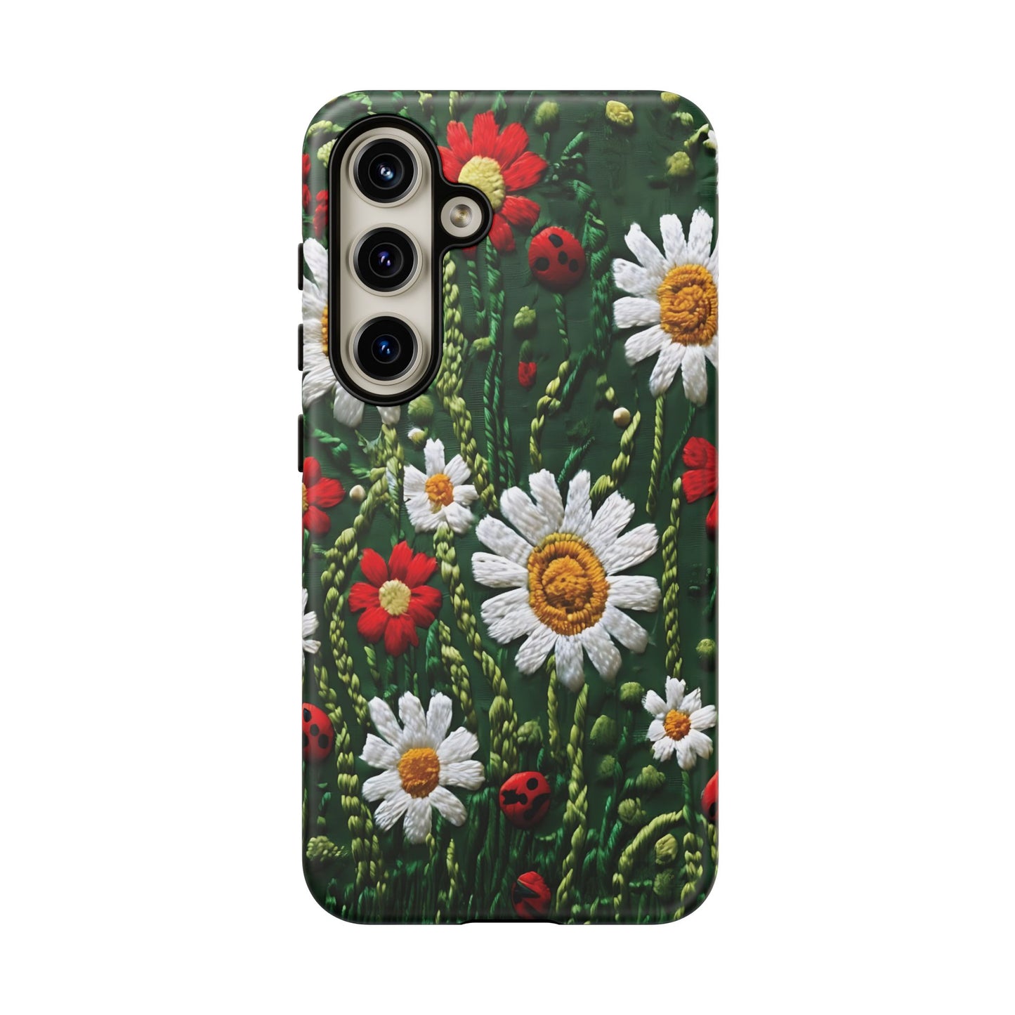 Knitted Pattern With Diamonds And Festive Motifs On Navy phone case design.