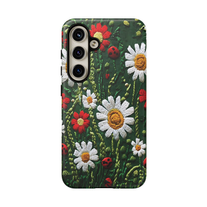 Knitted Pattern With Diamonds And Festive Motifs On Navy phone case design.