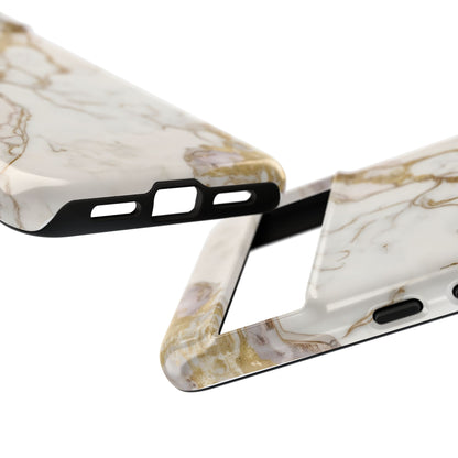Elegant White and Gold Marble Case Design