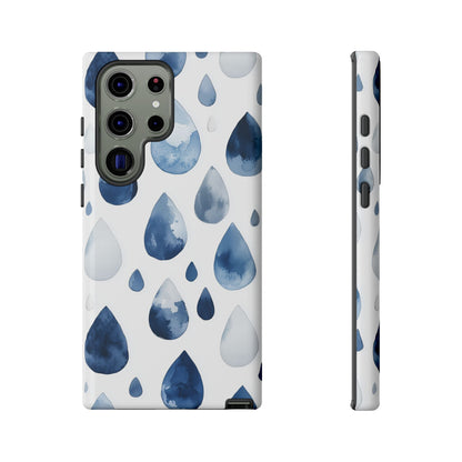 Indigo Rain Drops Watercolor Phone Case for iPhone, google Pixel & Samsung
