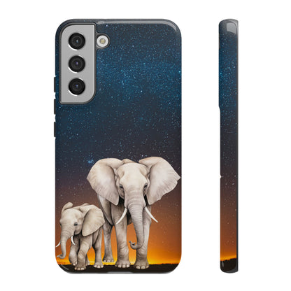 Starry Safari Elephant Family Mobile Cover – Cosmic Wildlife Aesthetic