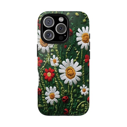 Knitted Pattern With Diamonds And Festive Motifs On Navy phone case design.