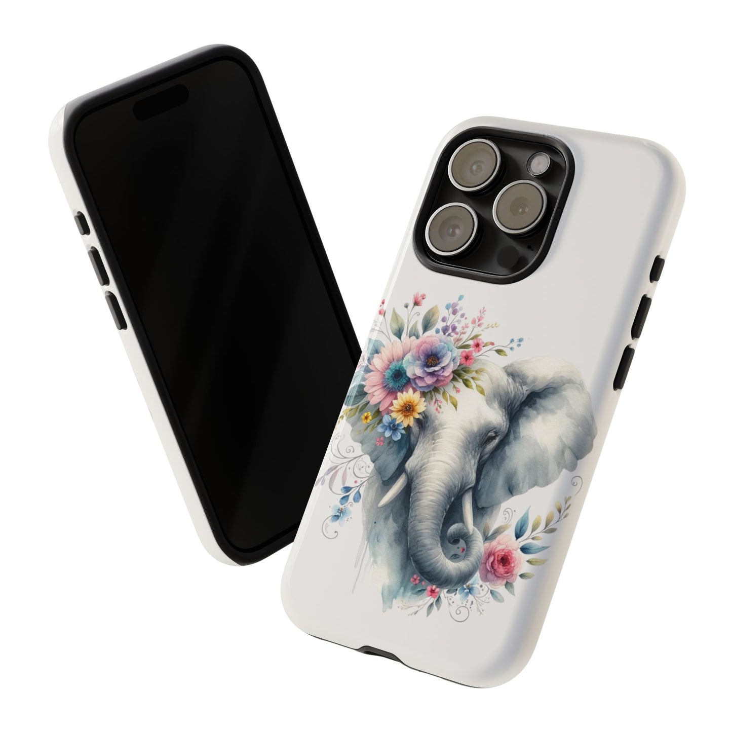 Floral Elephant Mobile Cover – Elegant Watercolor Art