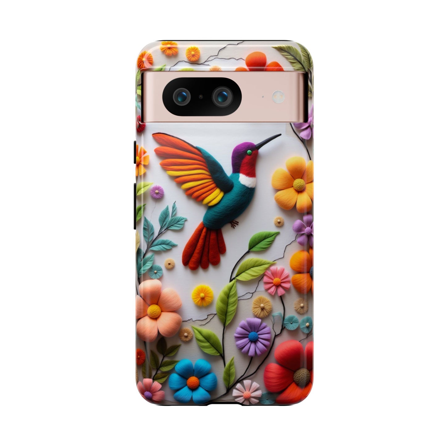 Embroidered Hummingbird with Floral Design | Nature's Elegant Stitch