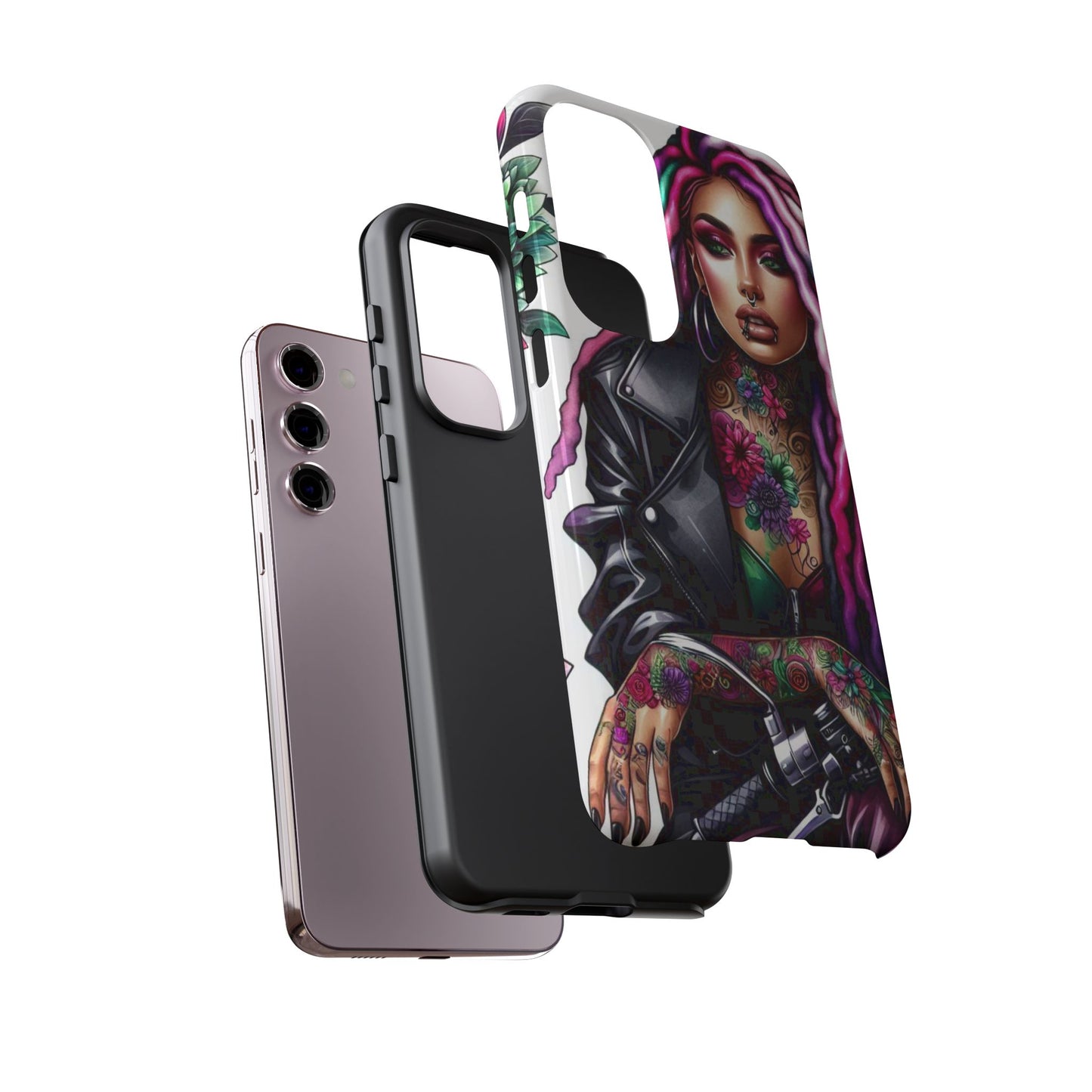 Neon Rebel – Vibrant Biker Queen Mobile Cover