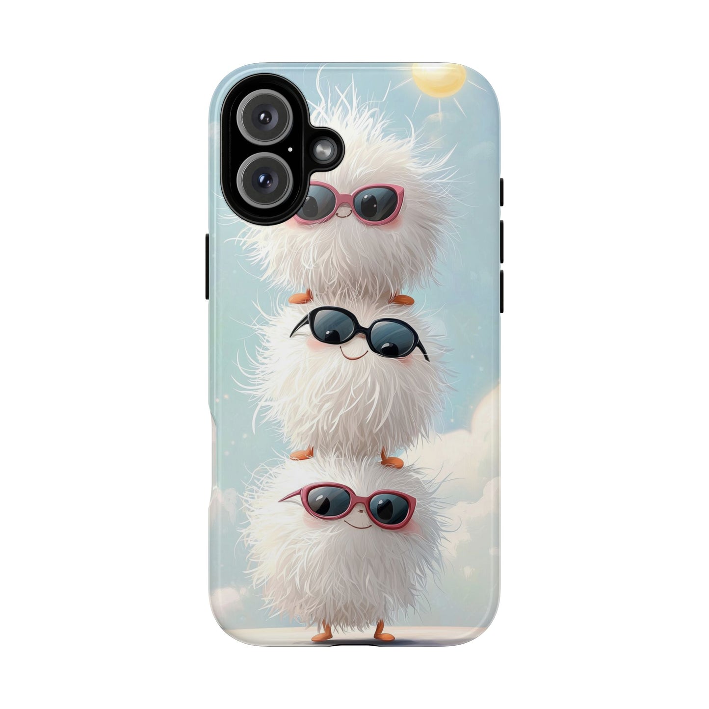 Fluffy Anime Phone Case – Cute Kawaii Fuzzy Creatures, Aesthetic Pastel Art, Soft Cloudy Background, iPhone, Samsung & Google Pixel Case