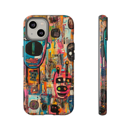 Abstract Basquiat Phone Case – Artistic Phone Protector – Bold, Graffiti-Inspired Street Art Cover - iPhone, Samsung & Google Pixel Cover - Artistic Painting Case, Art Lover Gift