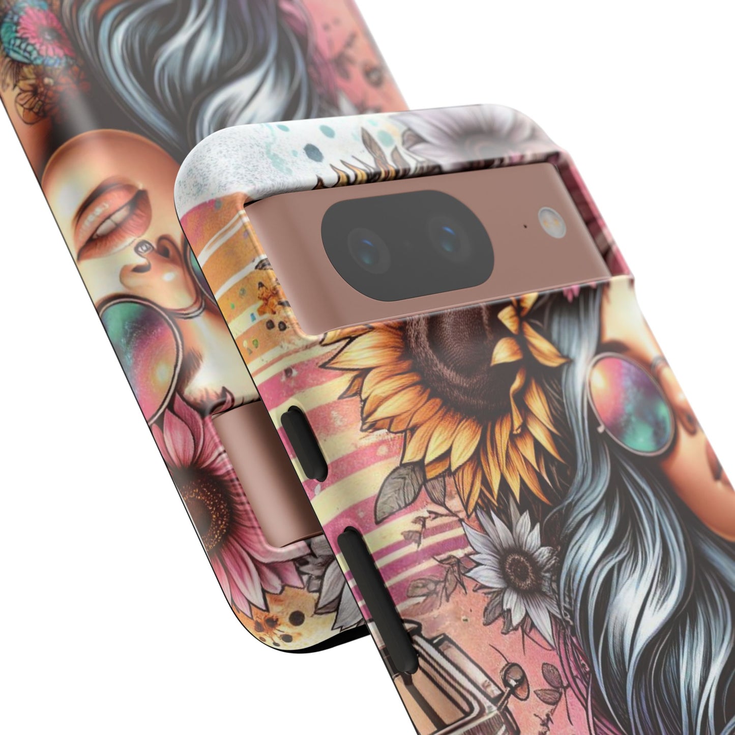 Retro Boho Wanderer – Sunflower Hippie Van Mobile Cover