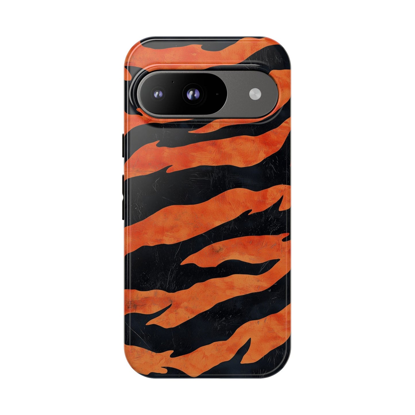 Burnt Orange & Black Tiger Stripes Phone Case for iPhone, Samsung & Google Pixel