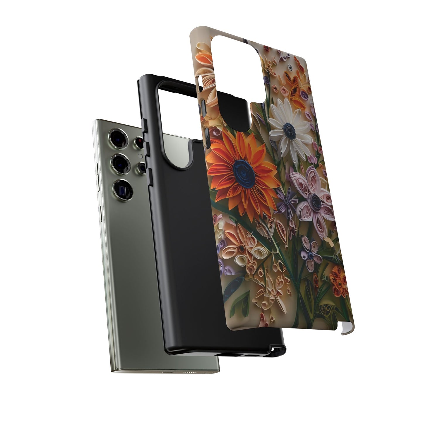Intricate Quilled Floral Artwork In Vibrant Colors phone case design.