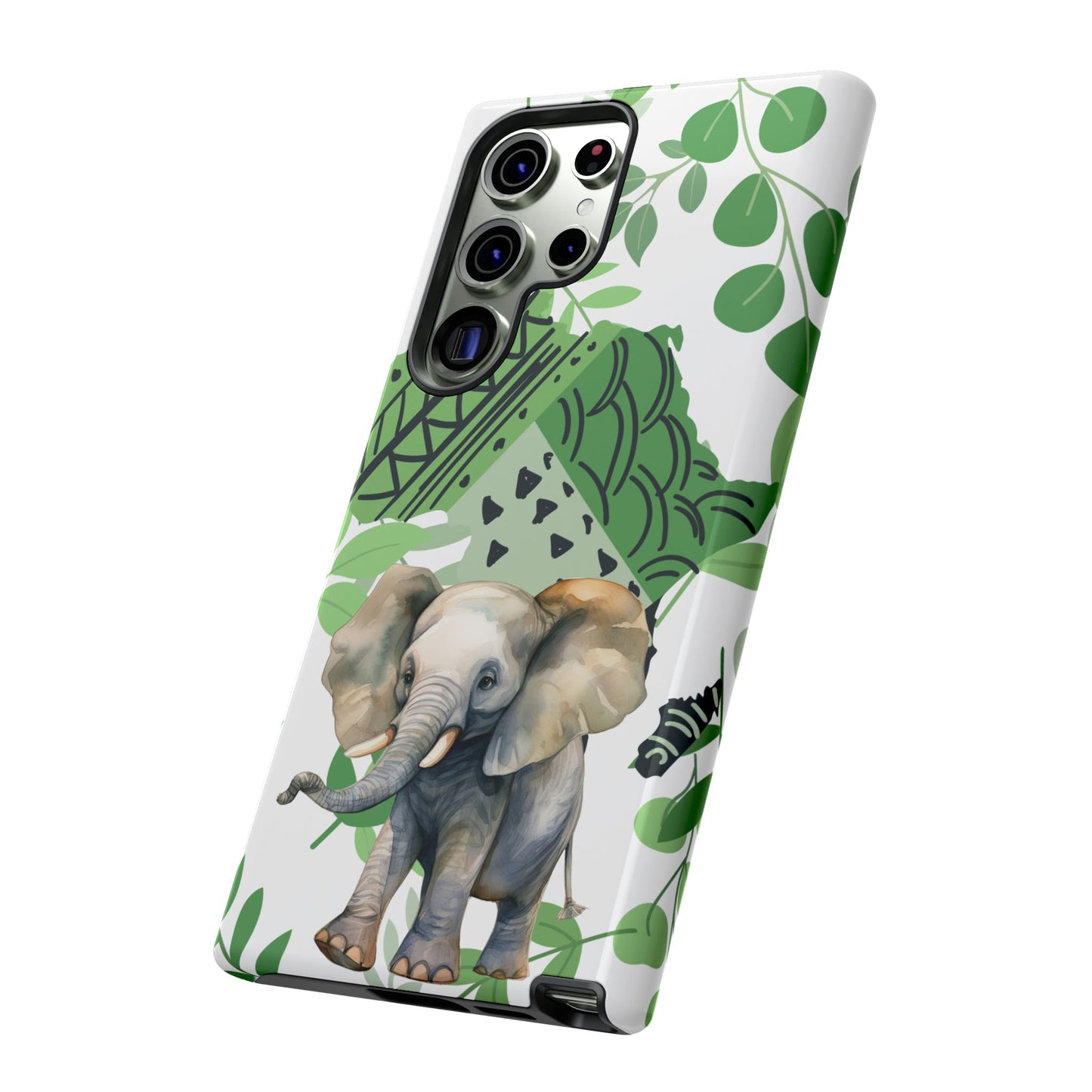 Playful Baby Elephant Mobile Cover – Tropical Boho Art