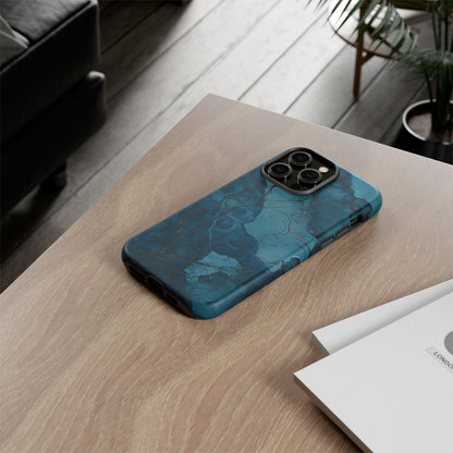 Surreal Abstract Digital Art With Deep Teal And Navy Hues phone case design