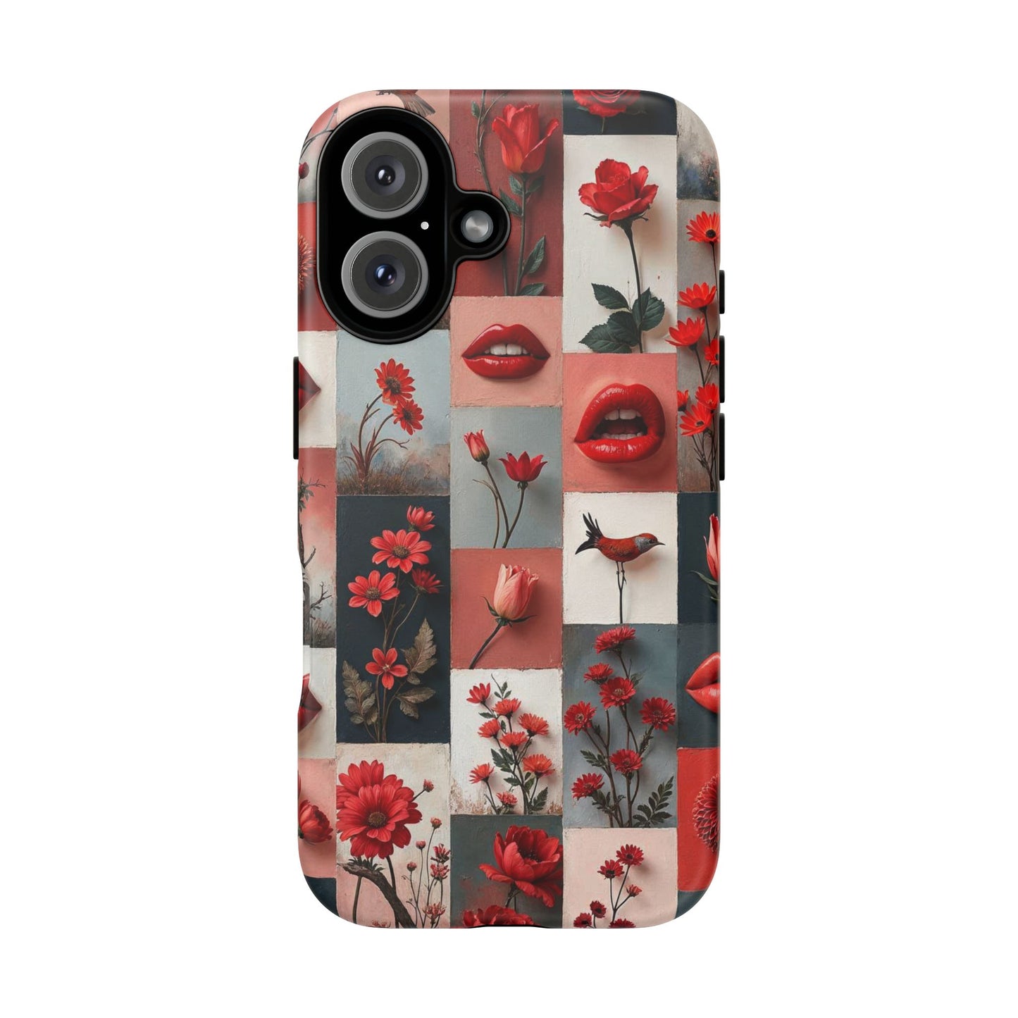 Red Flowers & Lips Collage Phone Case
