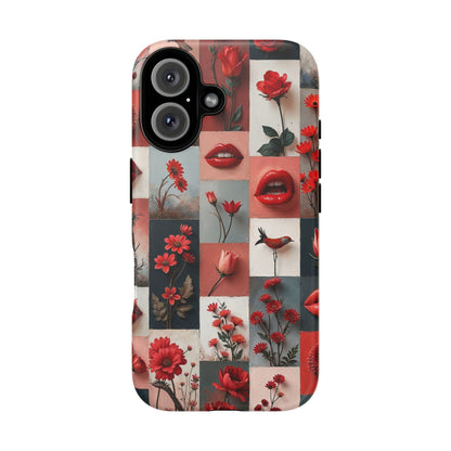 Red Flowers & Lips Collage Phone Case