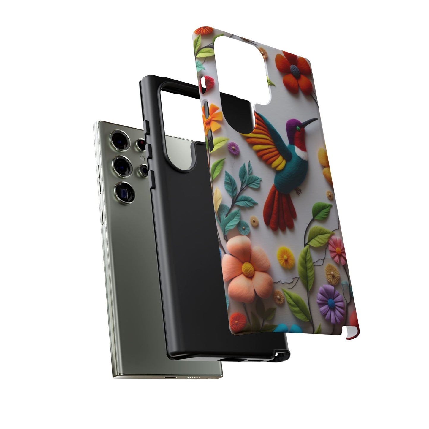 Embroidered Hummingbird with Floral Design | Nature's Elegant Stitch | iPhone 16 Pro