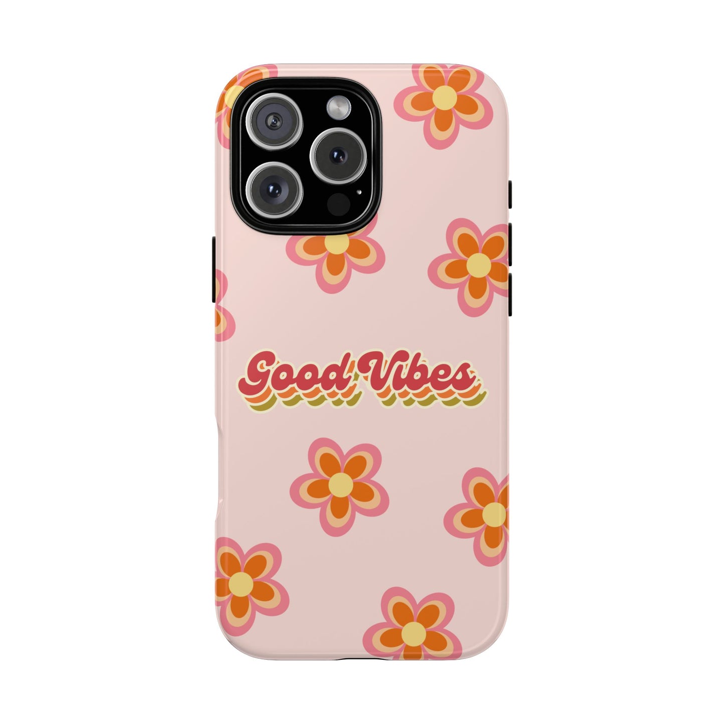 Retro Floral "Good Vibes" Phone Case – Vintage Aesthetic for iPhone, Samsung & Google Pixel