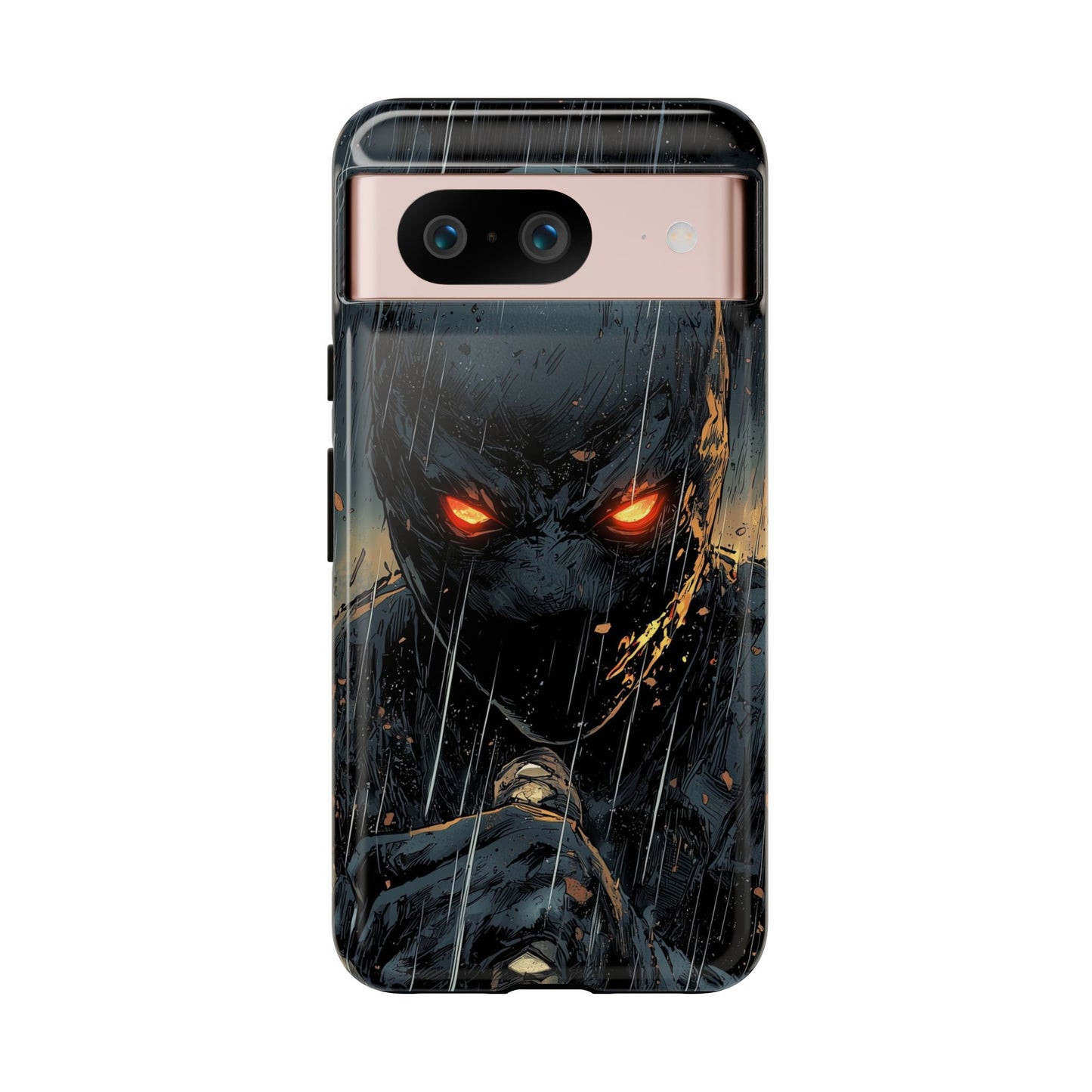 Shadowblade Vengeance | Dark Comic Assassin in the Rain Phone Case for iPhone, Samsung & Pixel