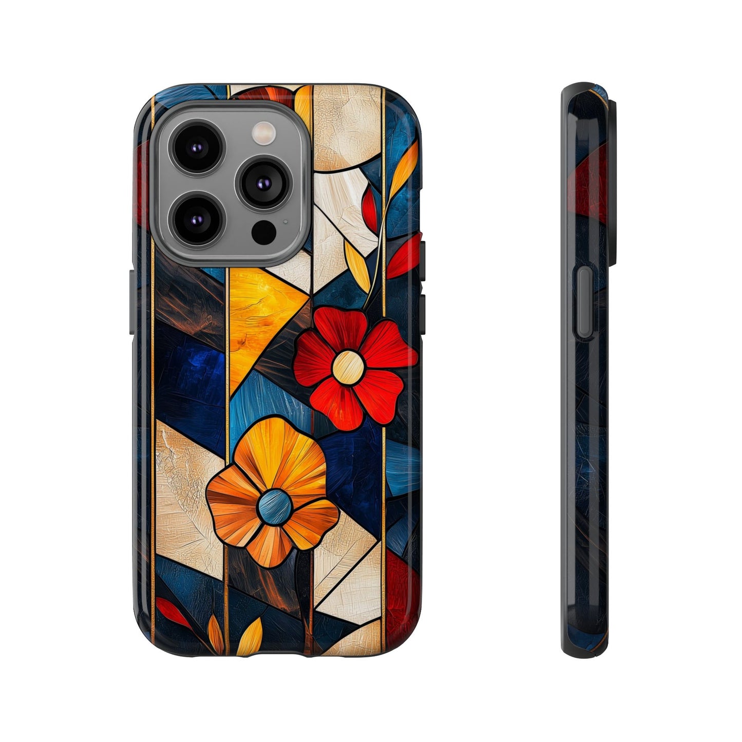 Bloomlines – Geometric Floral Stained Glass Phone Case for iPhone, Samsung & Pixel