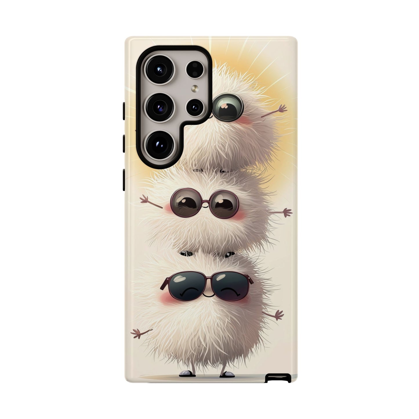 Stacked Fluff Squad Phone Case – Kawaii Anime Creatures with Sunglasses, iPhone, Samsung & Google Pixel Case