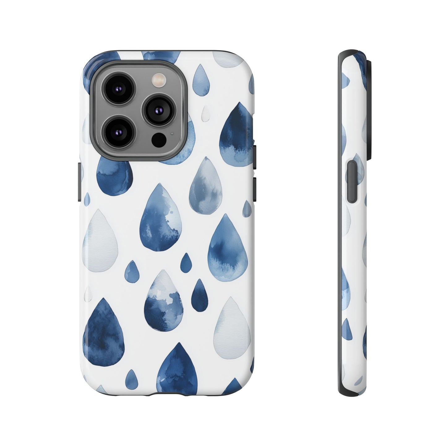 Indigo Rain Drops Watercolor Phone Case for iPhone, google Pixel & Samsung