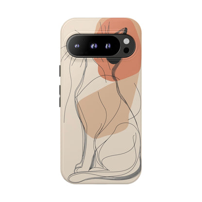 Graceful Cat Outline: Abstract Whiskered Beauty Phone Case for iPhone, Samsung & Pixel