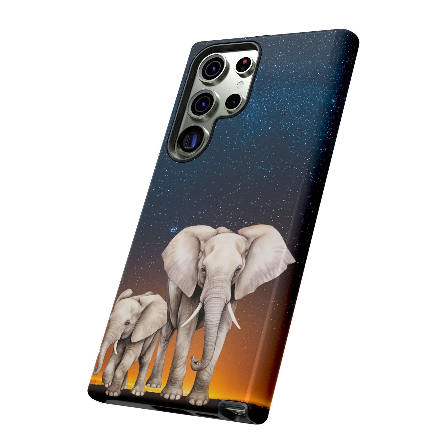Starry Safari Elephant Family Mobile Cover – Cosmic Wildlife Aesthetic