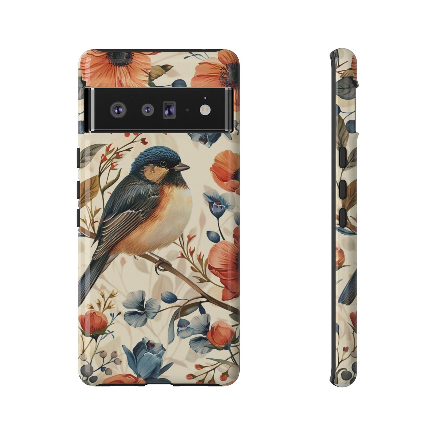 Floral Bird Phone Case - Elegant Nature-Inspired Cover for iPhone, Samsung & Google Pixel
