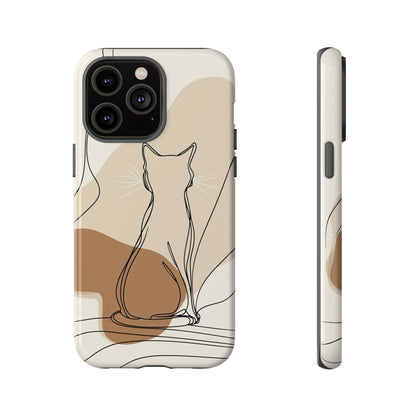 Minimalist Cat Silhouette: Elegant Line Art Phone Case for iPhone, Samsung & Pixel