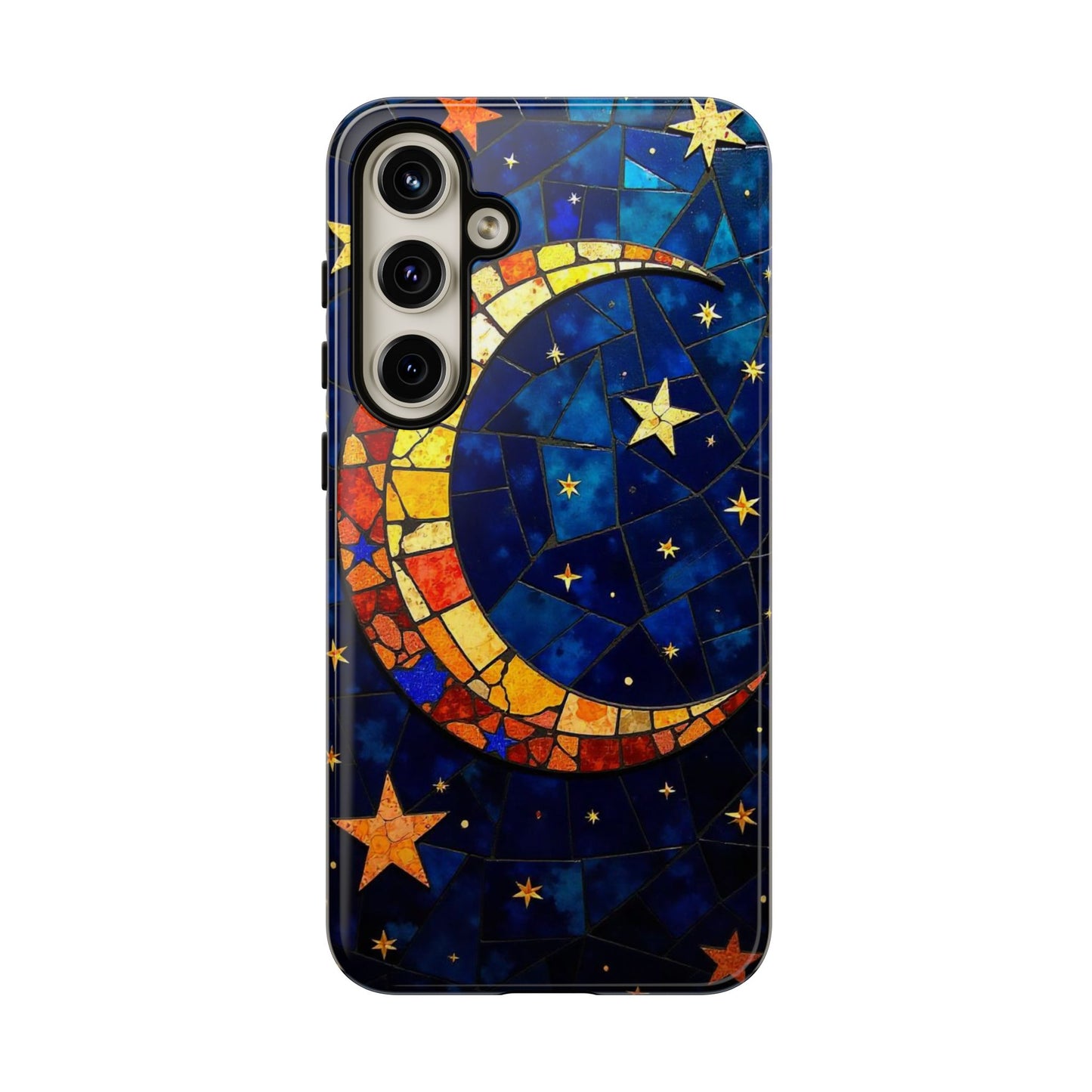 Celestial Crescent: Vibrant Moon and Stars Phone Case
