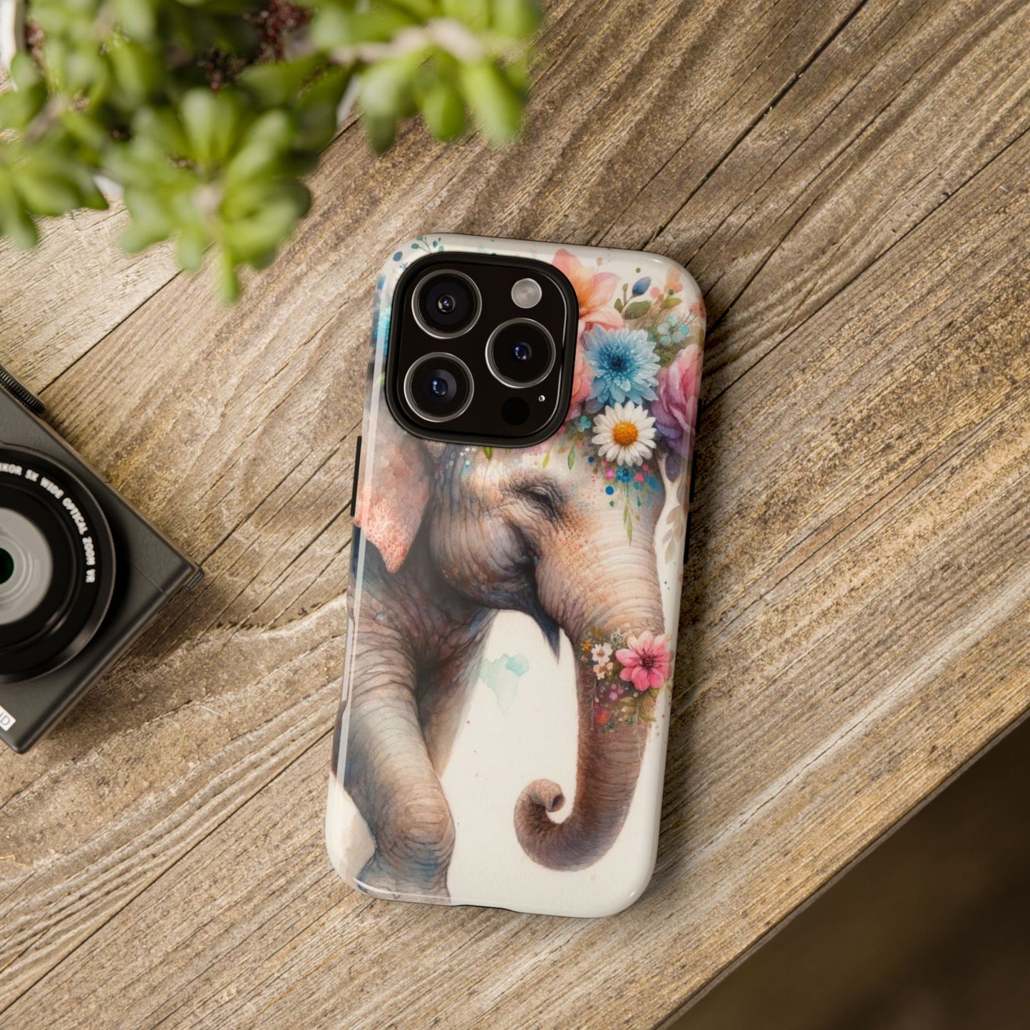 Joyful Floral Elephant Mobile Cover – Whimsical Watercolor Art