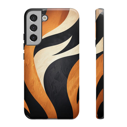 Bold Tiger Stripes Phone Case – Black, Orange & Cream for iPhone, Samsung & Google Pixel